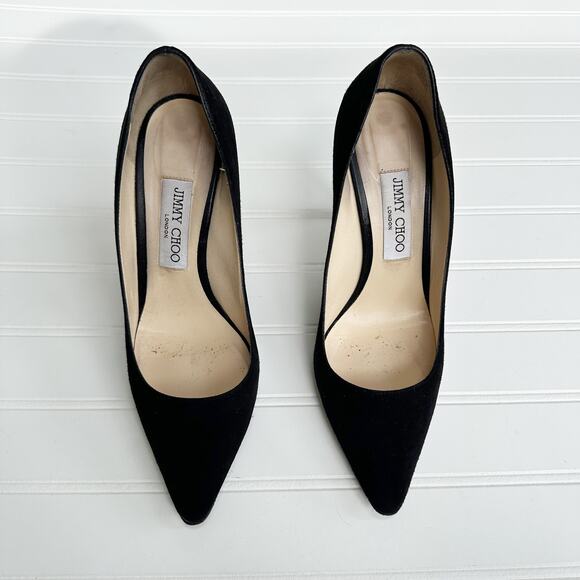 Jimmy Choo Romy 100 Pumps Black Suede Leather Classic Stiletto Heel Size 38 - Picture 8 of 8